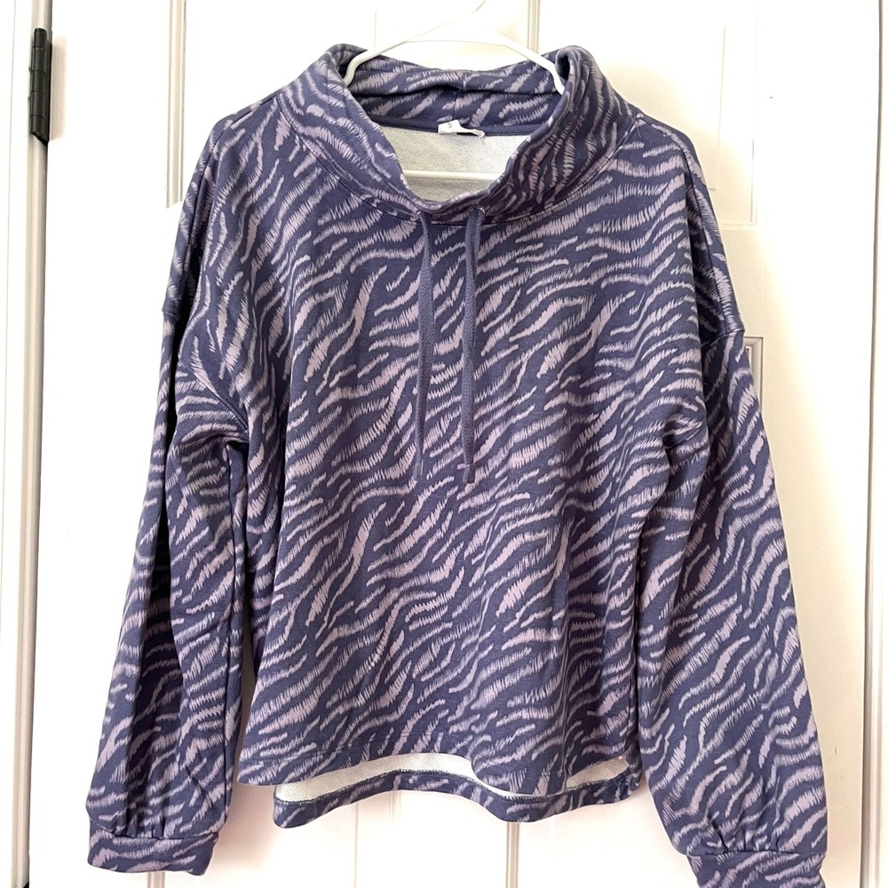 Daily Practice for Anthropologie Purple Zebra Print Women's Sweatshirt